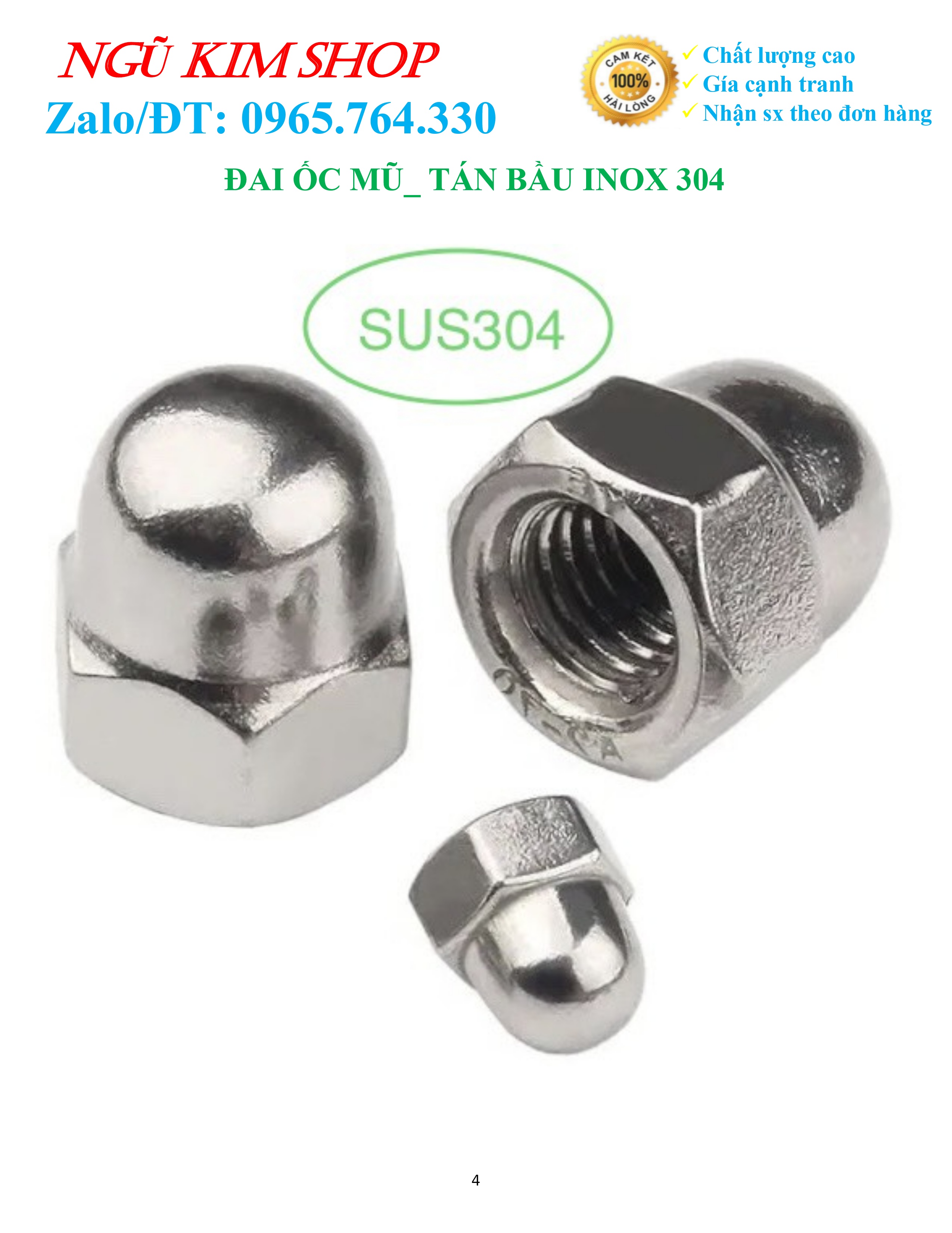 ĐAI ỐC MŨ _ TÁN BẦU INOX 304