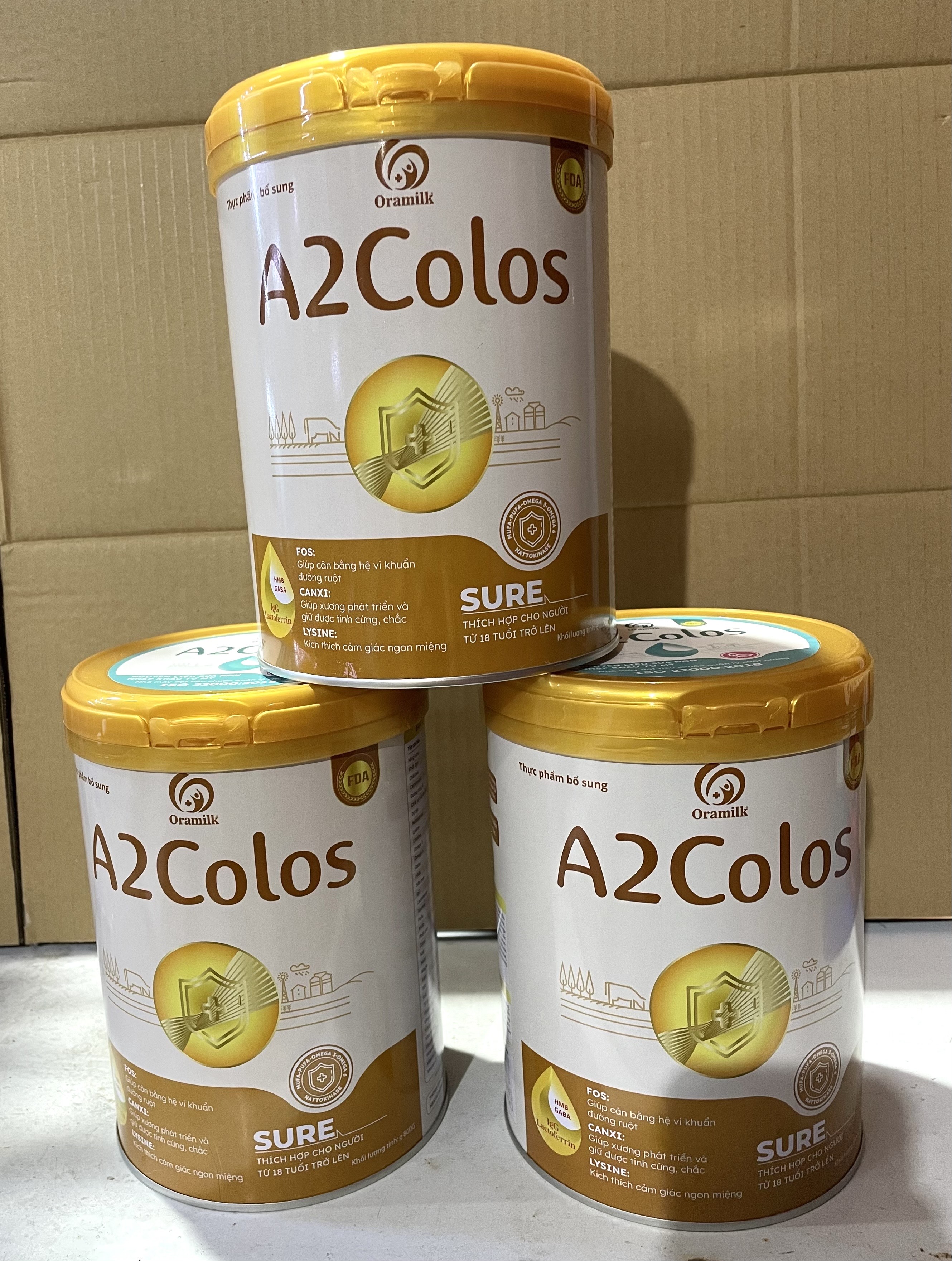 Combo 3 lon Sữa bột A2Colos SURE lon 800g - Thay thế bữa ăn phụ, bổ sung vitamin và khoáng chất cho người dùng