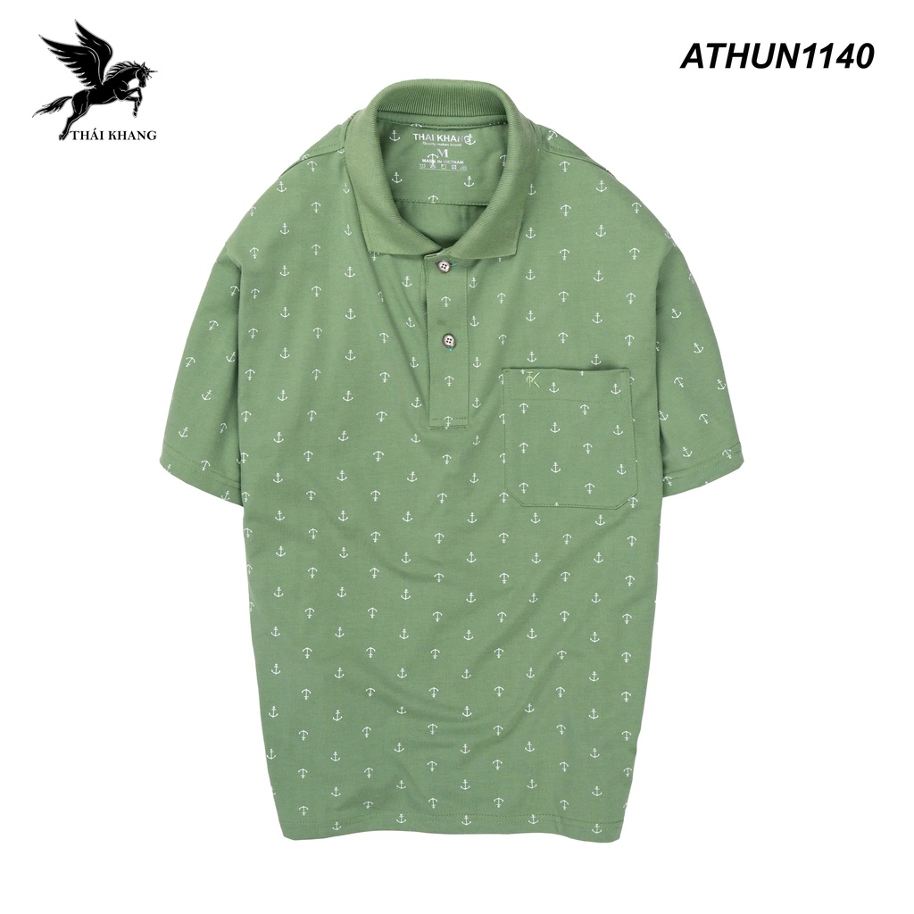 Áo thun polo nam trung niên họa tiết vải cotton TC 2 chiều vải mềm mặc thoải mái THÁI KHANG ATHUN114