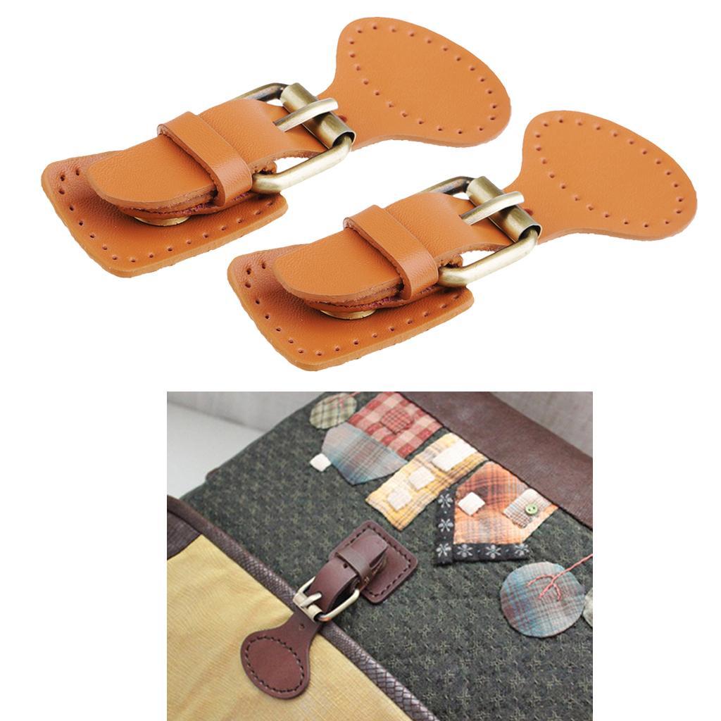 2 Sets PU Sewing Buckle Alloy Leather for Various Styles of Diy Bags, Brown Color