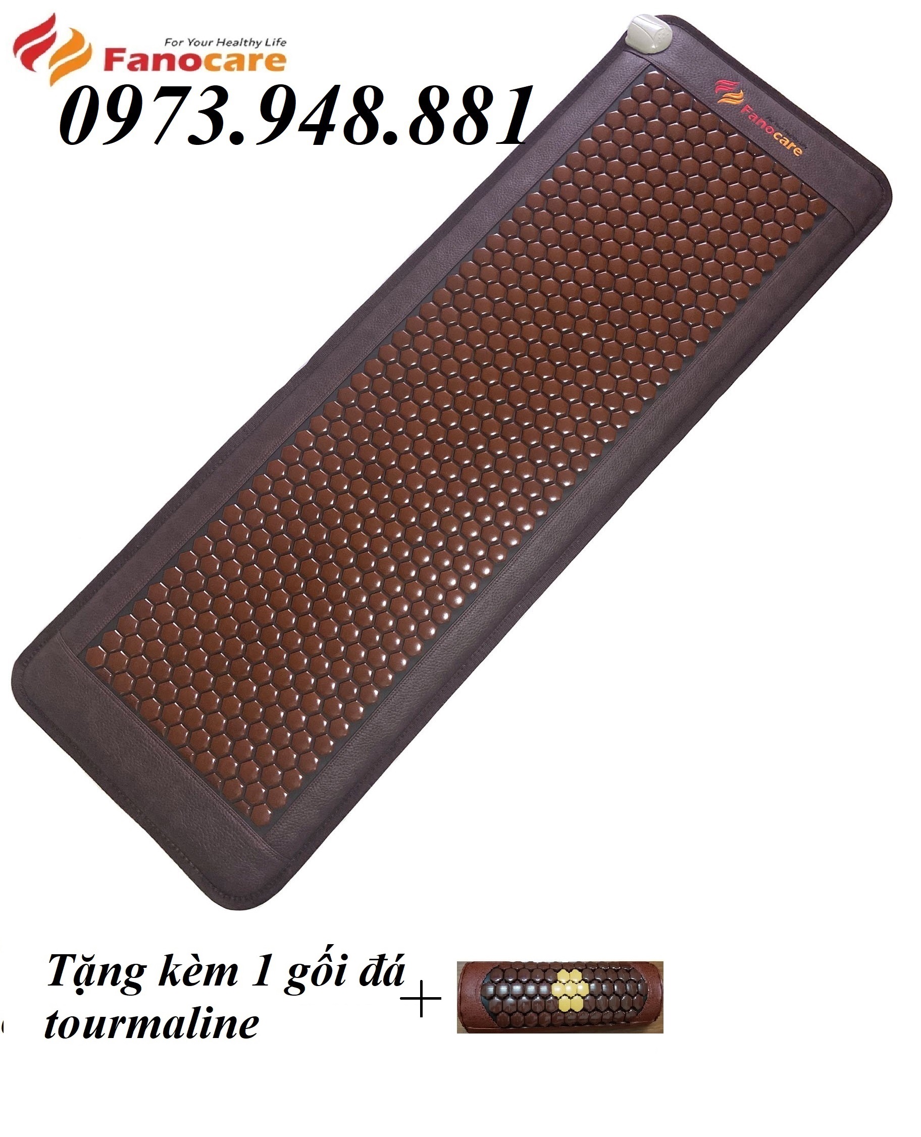 Thảm/nệm đá nhiệt nóng Fanocare FN01A kích thước 50*150cm (tặng kèm 1 gối đá tourmaline).