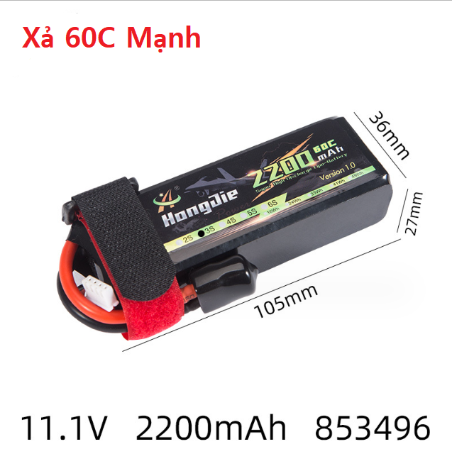 Pin Lithium Xả 60C 3s 11.1v 2200mah 853496 Máy Bay Flycam Đồ Chơi Điều Khiển Từ Xa Hàng Mới 100%