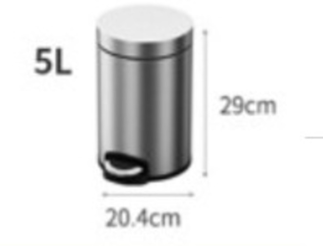 Thùng rác 5l, chất liệu thép không gỉ SUS410, màu inox xước, hiệu Trevi