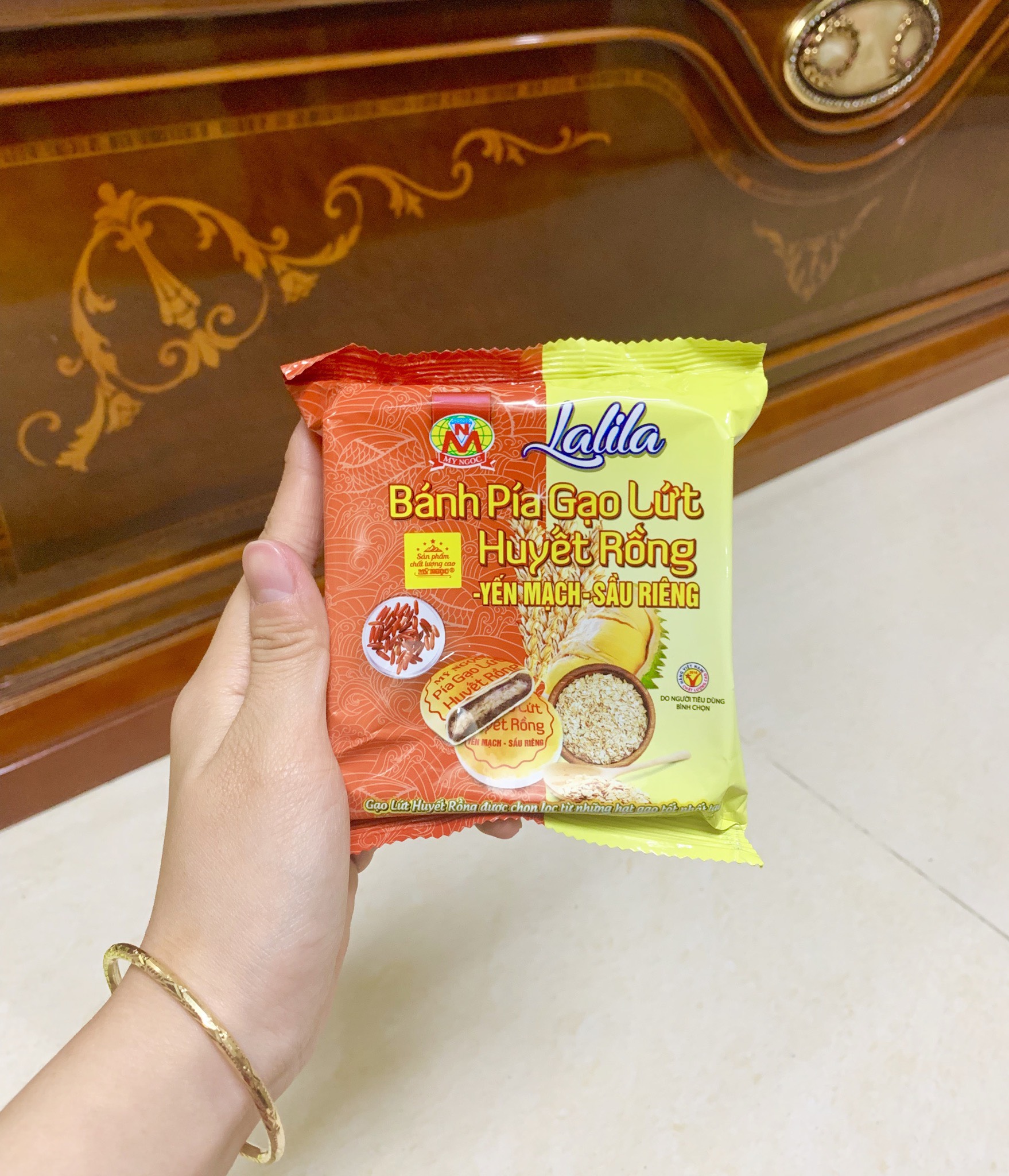 360g Bánh pía gạo LỨT HUYẾT RỒNG yến mạch SẦU RIÊNG tươi MỸ NGỌC