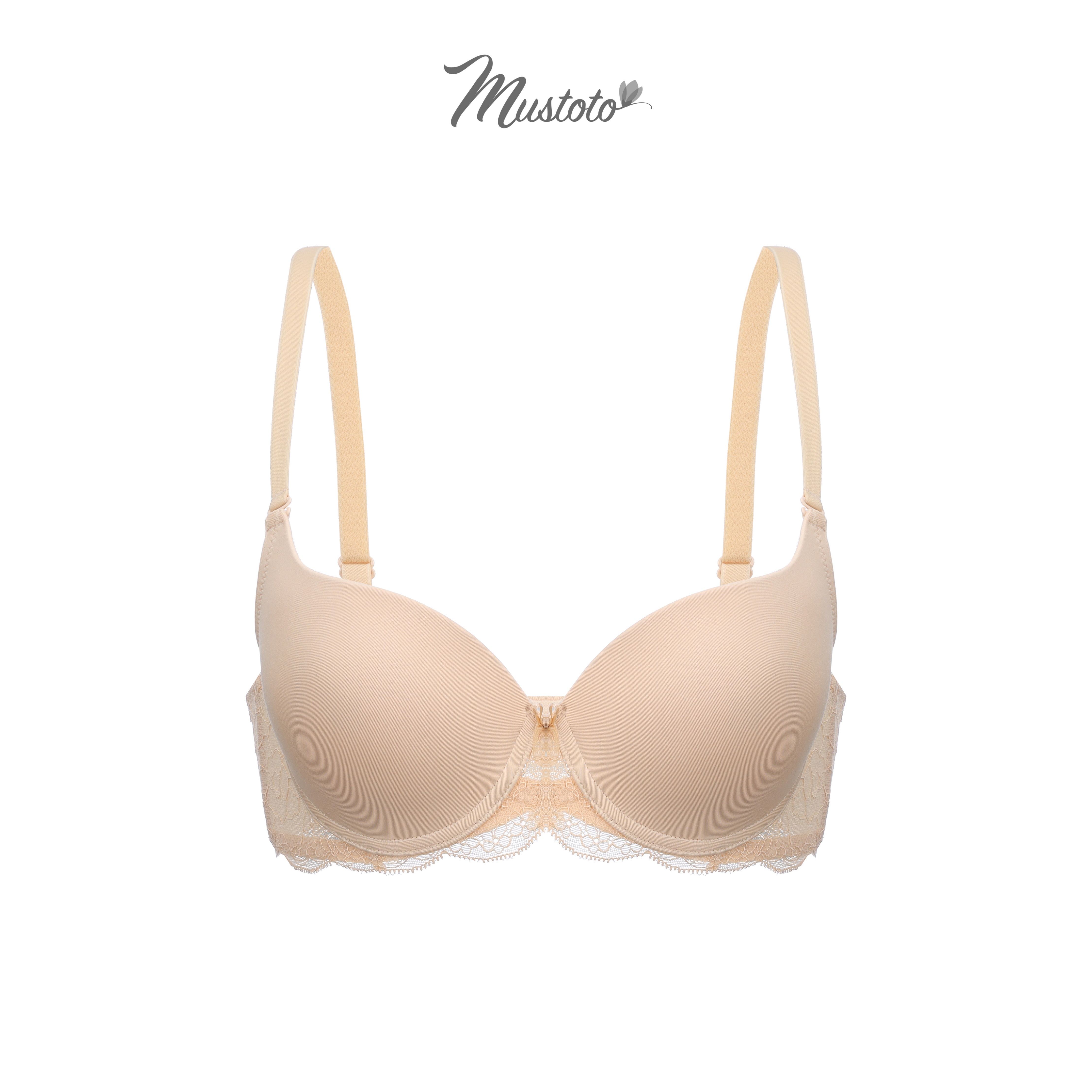 Áo Lót Nữ Mút Vừa Nâng Ngực Trơn Phối Ren Bra Osaka (Mustoto MA23)