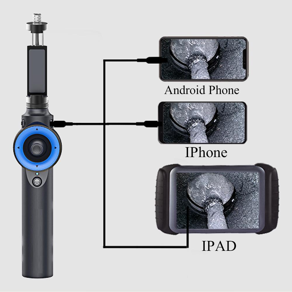 HD 6MM Camera Nội Soi Lái 360 Độ Công Nghiệp Nội Soi Borescope Camera Kiểm Tra Ô Tô Với 8 Đèn LED Cho iPhone Android