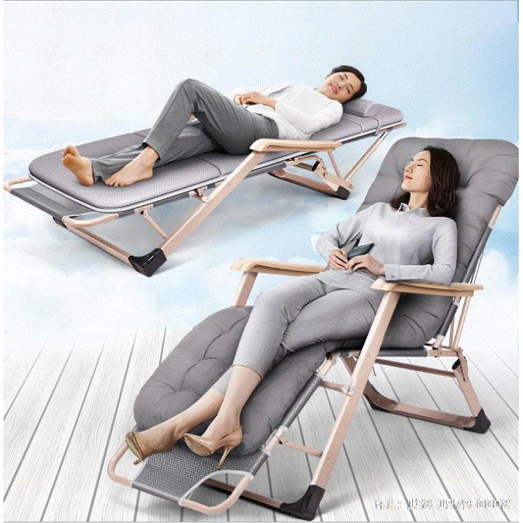Ghế xếp thư giãn Tặng Đệm Bông - Khung sắt cao cấp, Ghế xếp nằm ngủ trưa gấp gọn tiện lợi