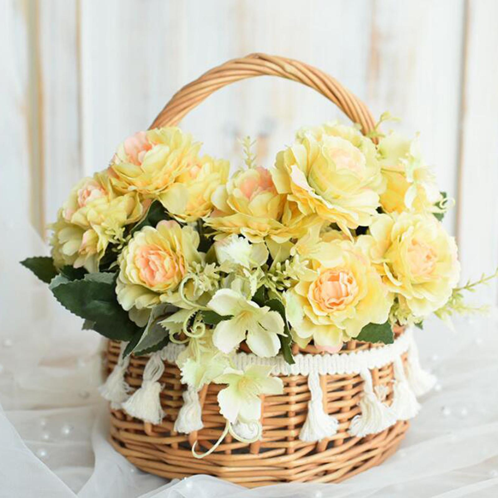 Storage Basket with Handle Picnic Basket Flower Girl Basket for Bedroom