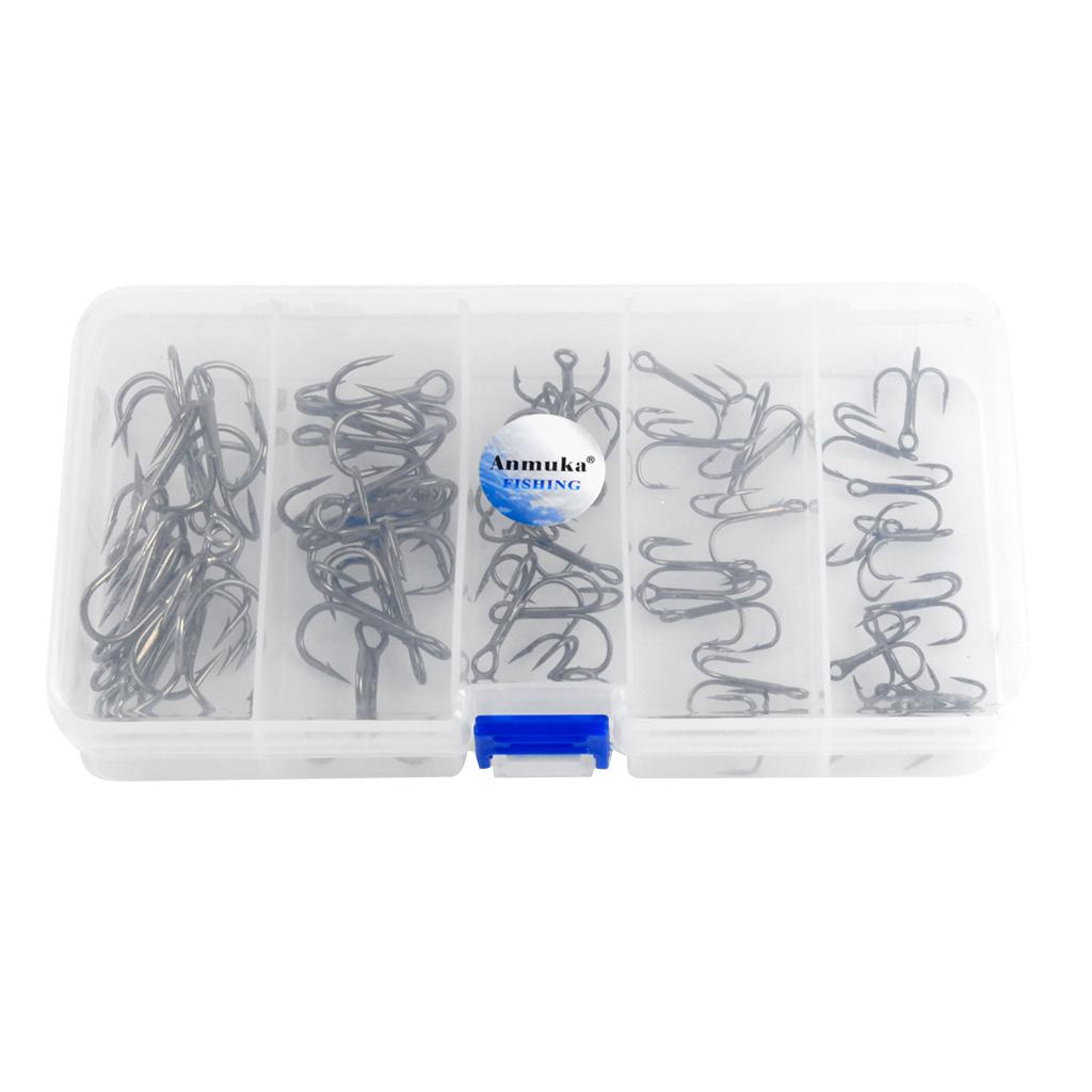 50pcs High Carbon Steel Fishing Hooks Treble Jig Hooks Fishhook Accessories