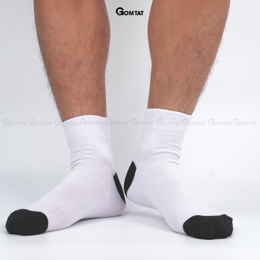 Combo 10 Đôi Vớ Cổ Cao Chất Cotton Dày Dặn, Tất Cao Cổ Nam Nữ Nano Bạc Khử Mùi Kháng Khuẩn - GOMTAT-VNXK-TRONCAO