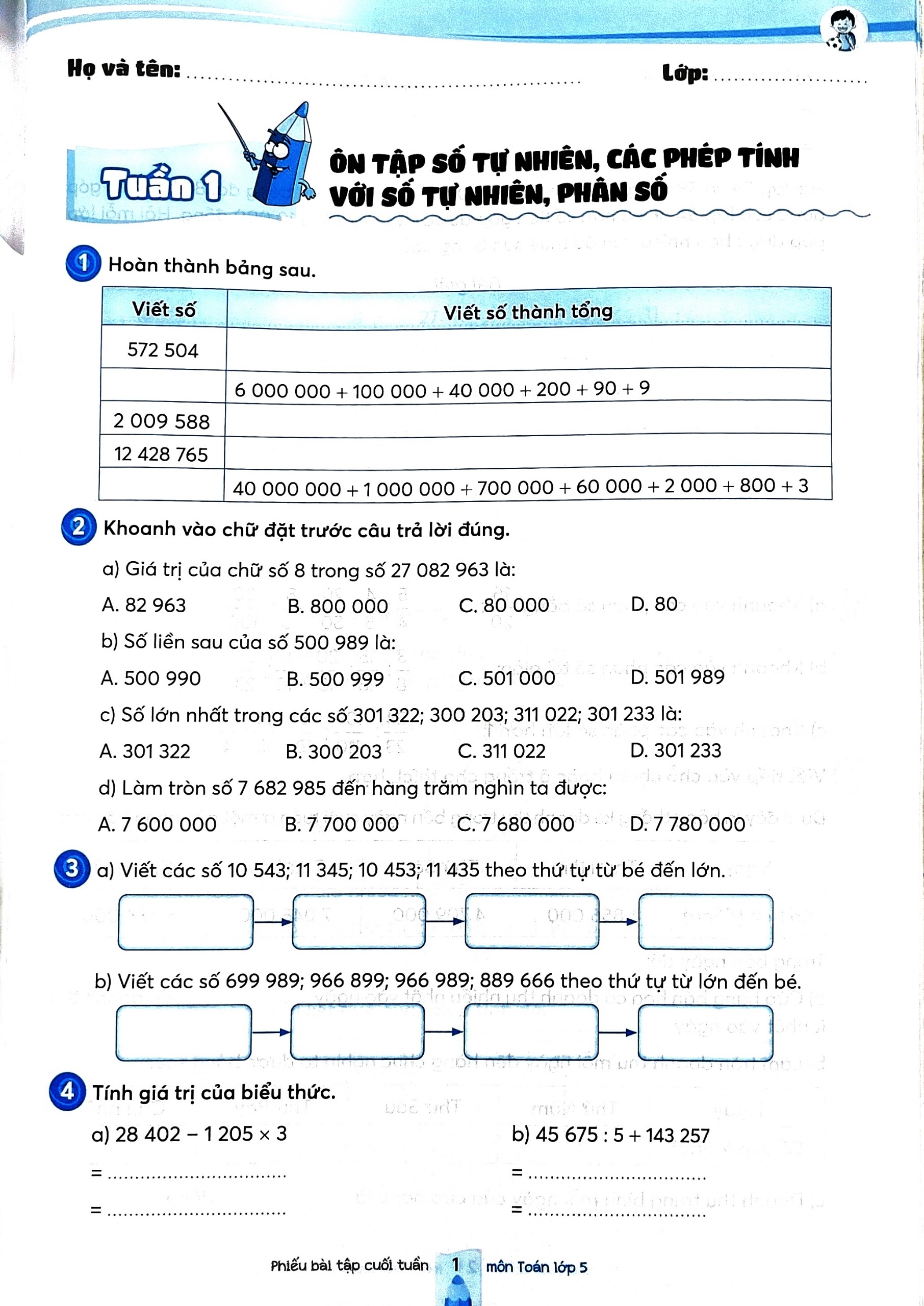 Sách - Phiếu bài tập cuối tuần môn Toán 5 Kết nối tri thức (có đáp án) - bán kèm 1 bút bi 6K