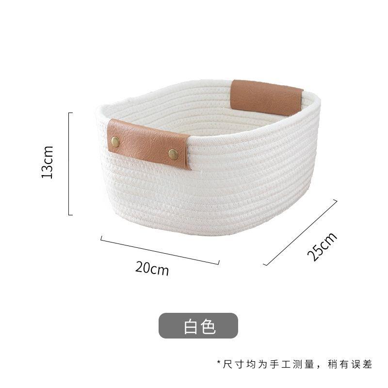 Giỏ Đựng Đồ Bằng Da Cotton Bện Có Tay Cầm Đa Ứng Dụng