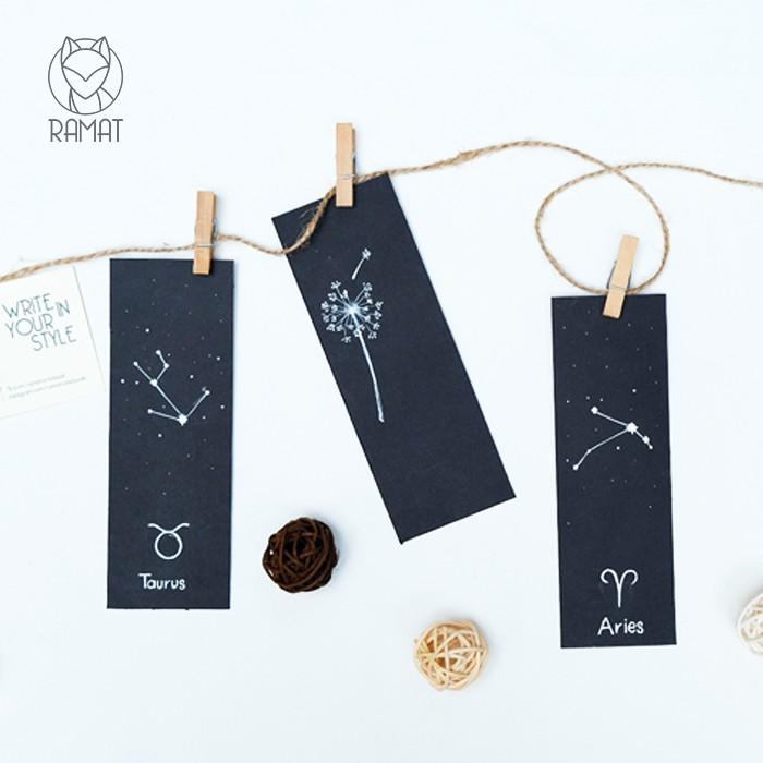 Set 5 Bookmark Đánh Dấu Sách chủ đề 12 chòm sao Handmade