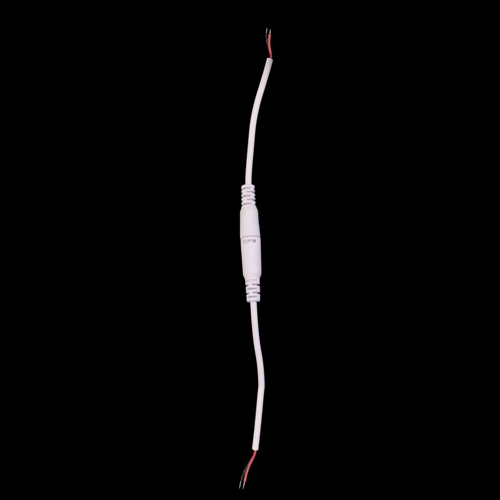 2pcs DC 5.5X2.1 Female Male Adapter Cable Wire for CCTV Camera Monitor White