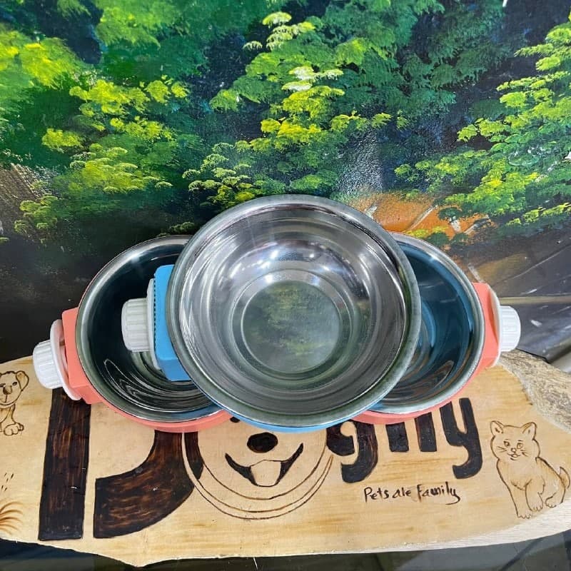 Bát ăn inox gắn chuồng nhiều màu