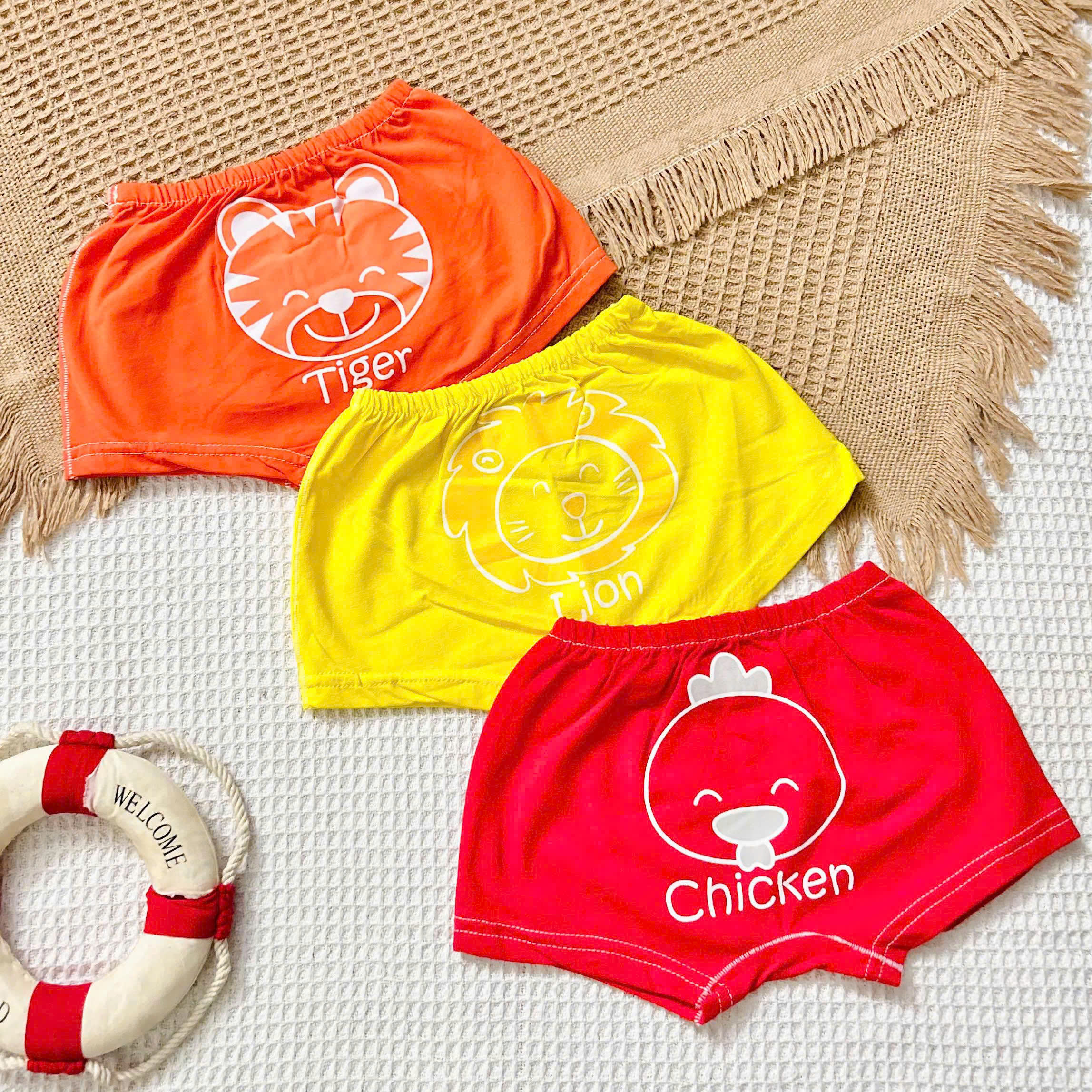 [Giá DỌN KHO-đọc kĩ mô tả] COMBO 3 Quần Chip Đùi JOU Mông Thú Màu Cotton Thun Mềm Mát Cho Bé Sơ Sinh