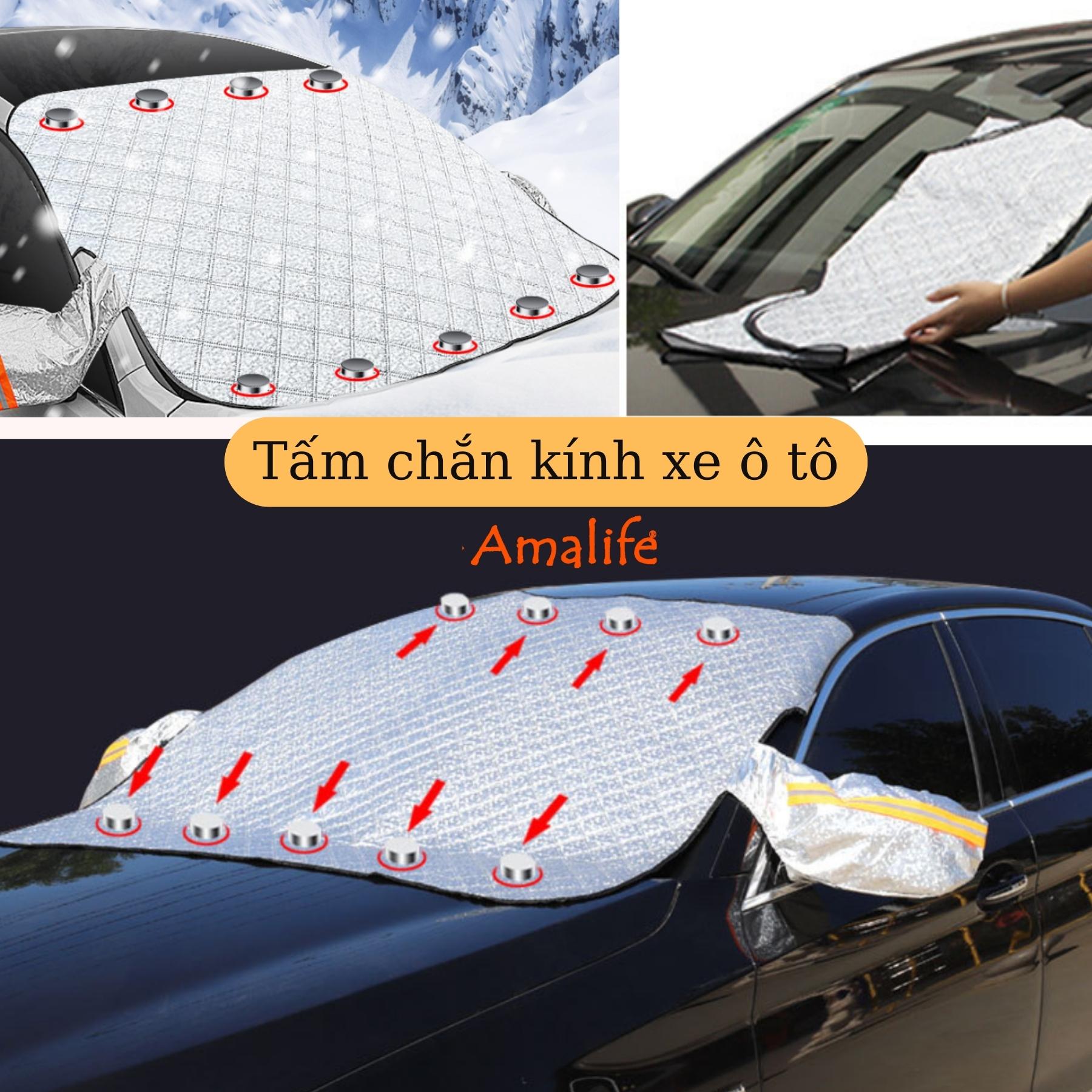 Tấm Chắn Nắng, Chống Nóng Ngoài Kính Lái Ô Tô 3 Lớp, Tráng Bạc Cỡ Lớn 118cm x 148cm, Có Trùm Gương - Hàng chính hãng