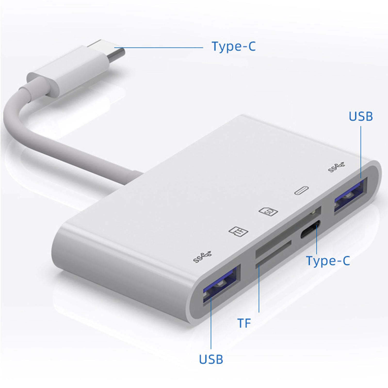 USB C Hub Adapter for Pro, Multi-Ports Dongle with USB C, 5 in 1 USB C Hub, USB C to TF Card Reader 2 USB 3.0 and USB C Port Adapters.
