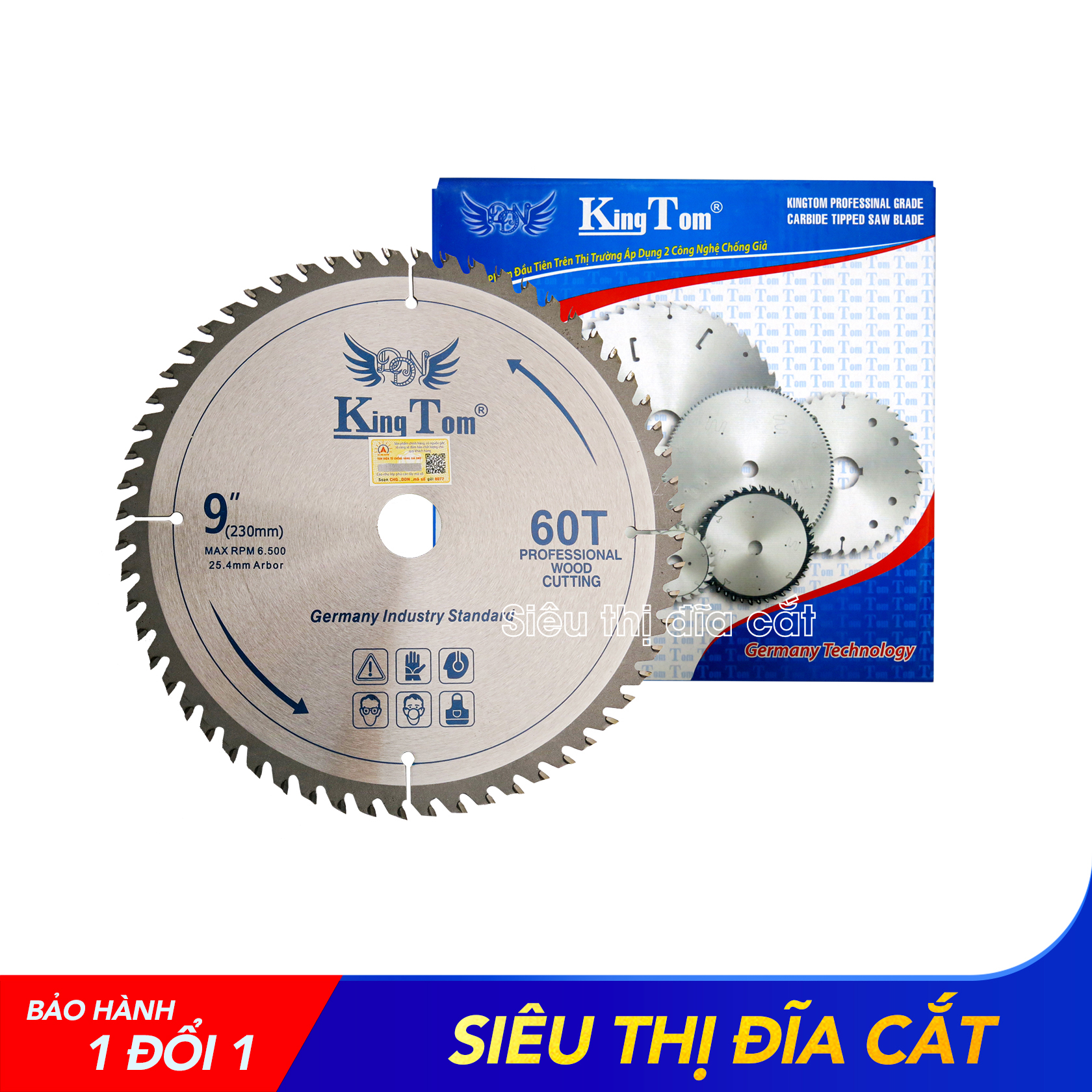 Lưỡi Cưa - Lưỡi Cắt Gỗ Cao Cấp 230-60 Răng KingTom - Chuyên Gỗ Cứng, Gỗ Có Đinh