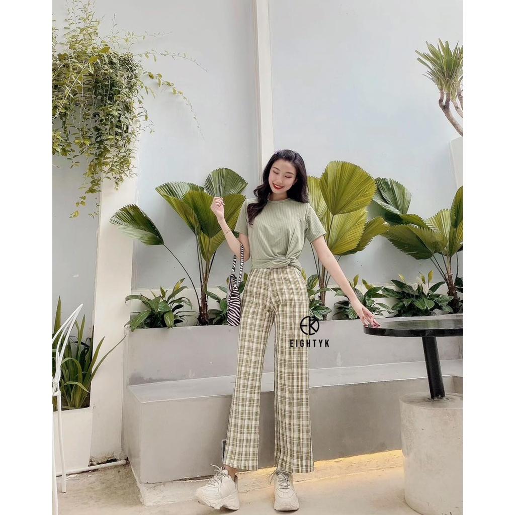 Quần Dài Cullotes Hoạ Tiết Caro