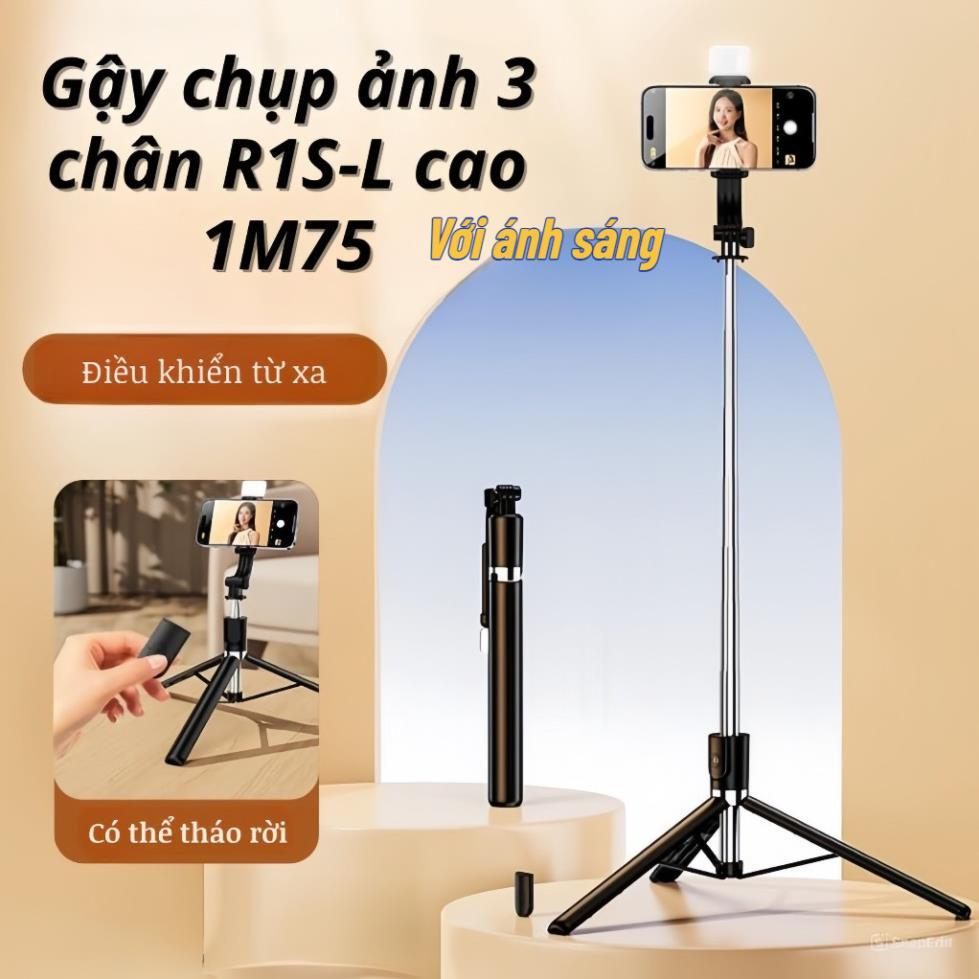 Gậy Tripod chụp ảnh tự sướng Selfie 3 chân gấp gọn 30cm, kéo dài 1M7 điều khiển từ xa có đèn Tripod chụp ảnh livestream - Hàng nhập khẩu