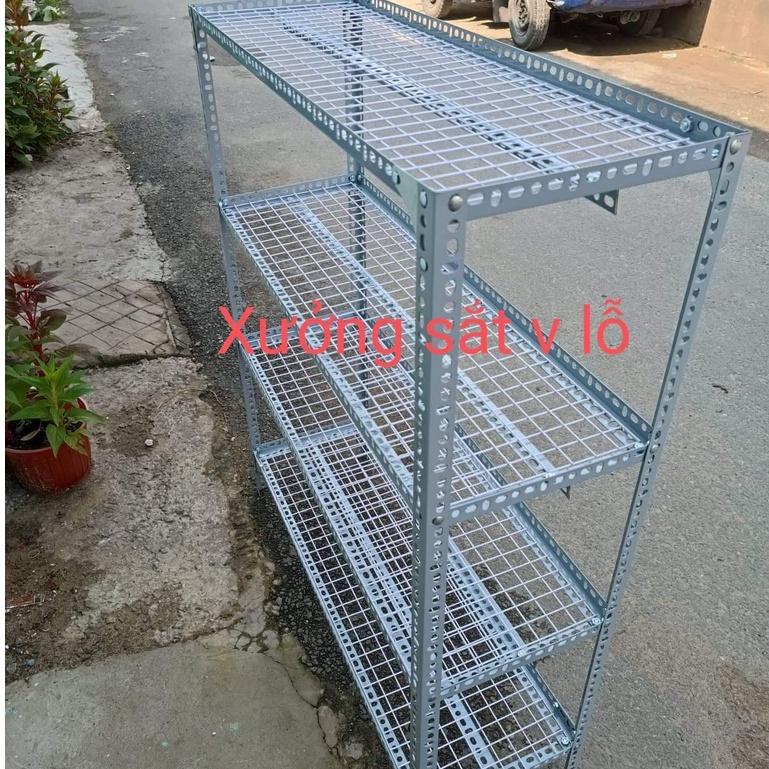 Kệ sắt v Lỗ ( lưới sắt ô vuông) Rộng 40cm x Dài 1M ( cao 60-80-1m-1,2M-1,5M) nhiều tầng