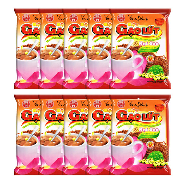 Thùng 10 gói Bột gạo lức hạt sen không đường (30g x 10 túi/gói)