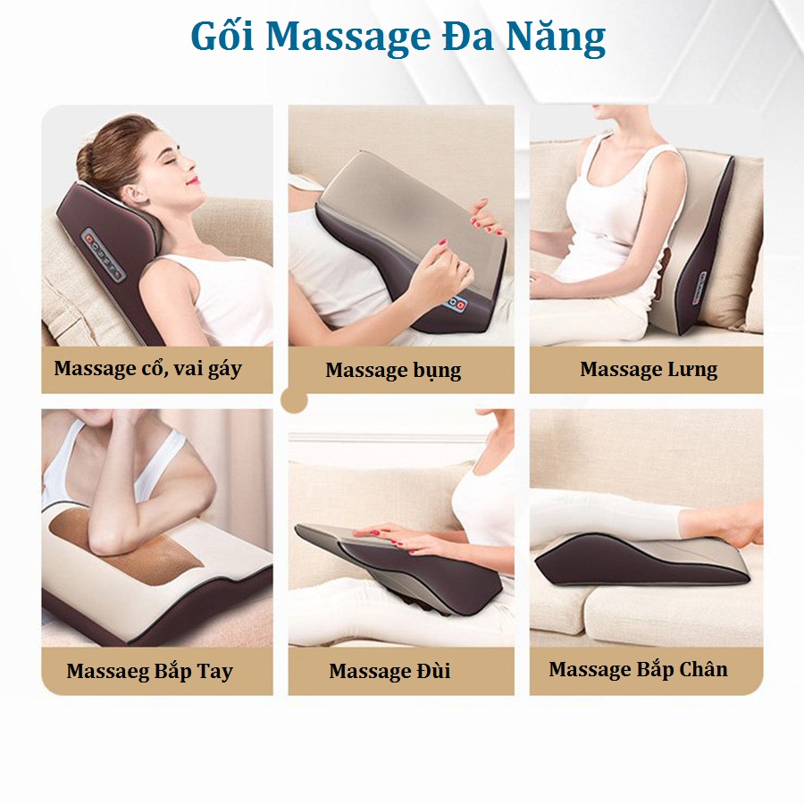 Gối Massage Hồng Ngoại Mát Xa Đa Chức Năng -  Cổ Vai Gáy, Sử Dụng Pin Sạc Tiện Lợi, Phù Hợp Sử Dụng Mọi Nơi, Chất Liệu Da PU Cao Cấp