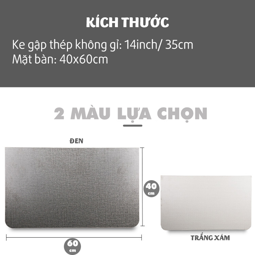 Trọn Bộ Mặt Bàn Học Gấp Bằng Gỗ Để Laptop 40x60 cm Kèm Bộ Giá Đỡ Ke Gập Thép Không Gỉ 35 cm Gắn Treo Tường Xếp Gọn Thông Minh Tiết Kiệm Không Gian Mai Lee