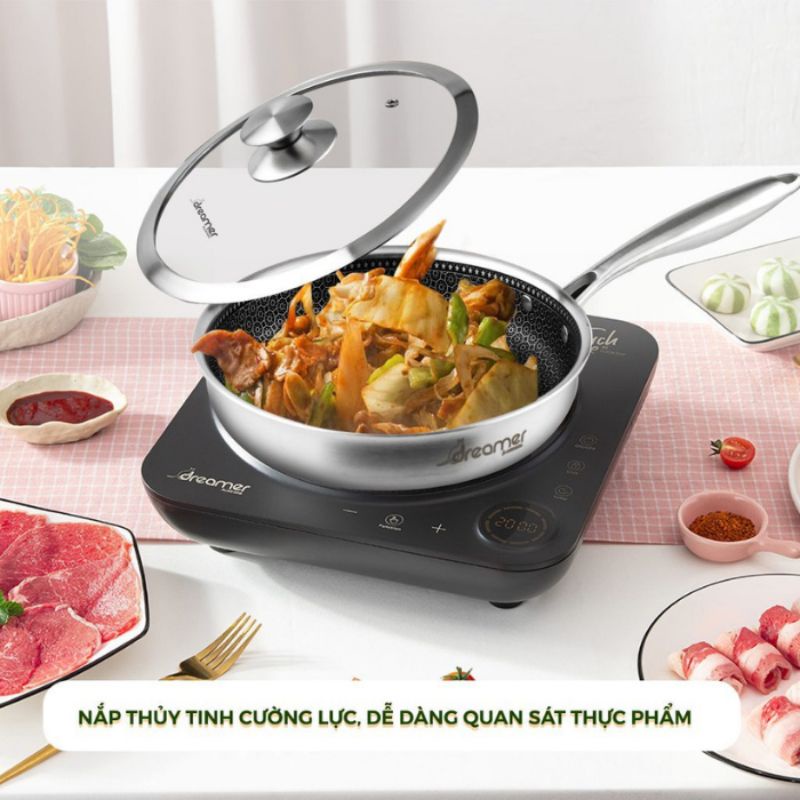 Chảo Chống Dính Đáy Từ DREAMER DKW-NFL128B Đường Kính 28 Cm Dày 0.35 Cm Cao Cấp Thương Hiệu Úc Tiêu Chuẩn Châu Âu - Hàng Chính Hãng