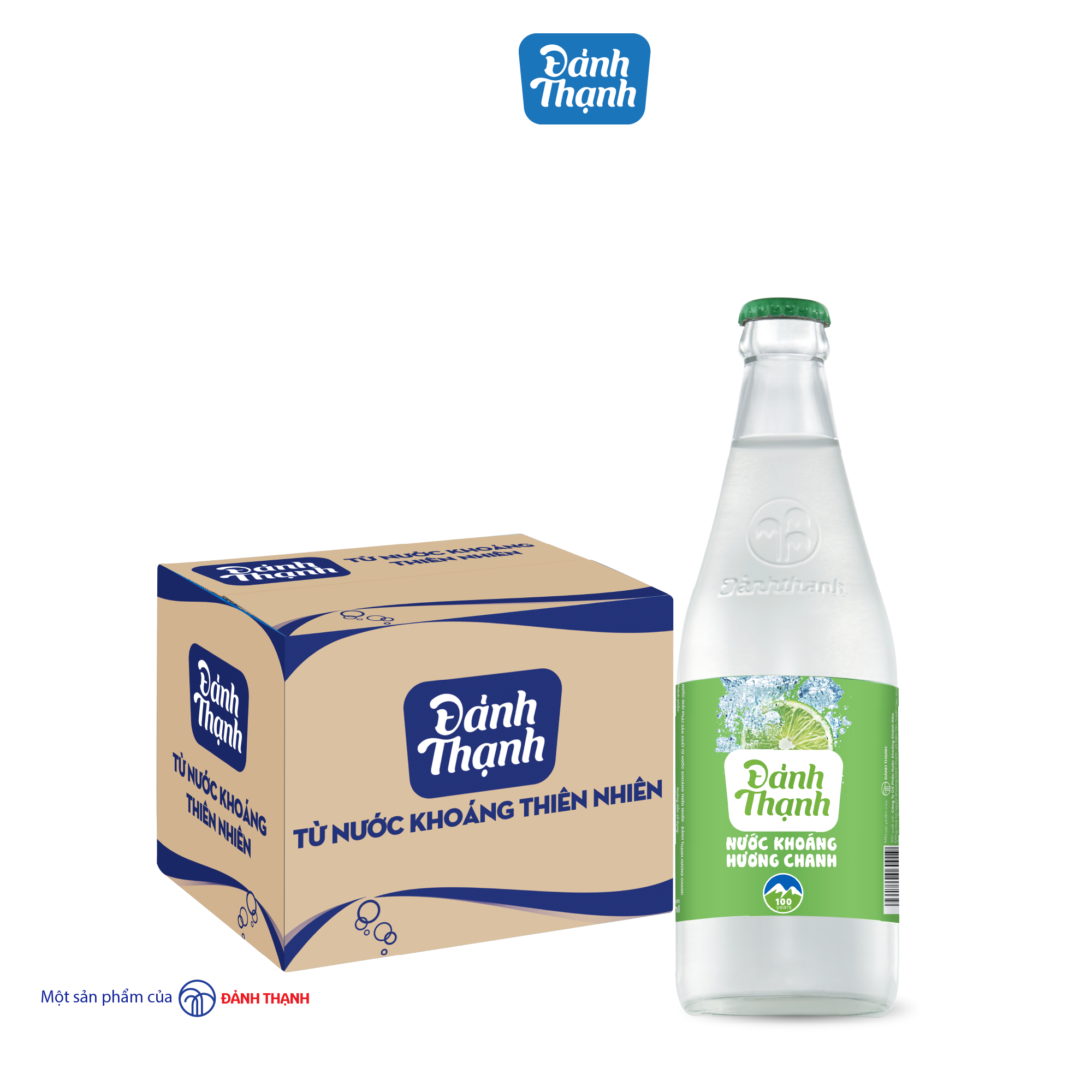 Thùng 12 chai Nước Khoáng Thiên Nhiên Có Ga Đảnh Thạnh Khoáng Chanh chai thủy tinh 430ml