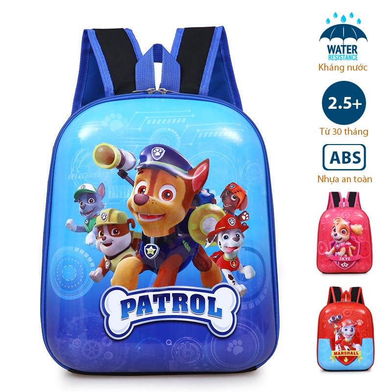 Balo cho bé, đi học mầm non, mẫu giáo, nhân vật hoạt hình Paw Patrol, Nắp nhựa ABS chống nước, bền đẹp