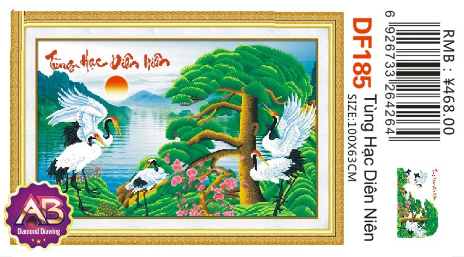 Tranh đính đá tùng hạc diên niên DF185 - 100 x 64 cm - chưa đính
