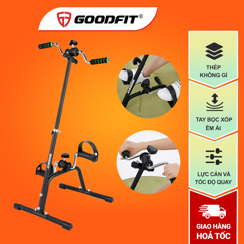 Xe đạp thể dục tại nhà, tập chân tập tay phục hồi chức năng GoodFit GF004PE nhỏ gọn, bảo hành 6 tháng