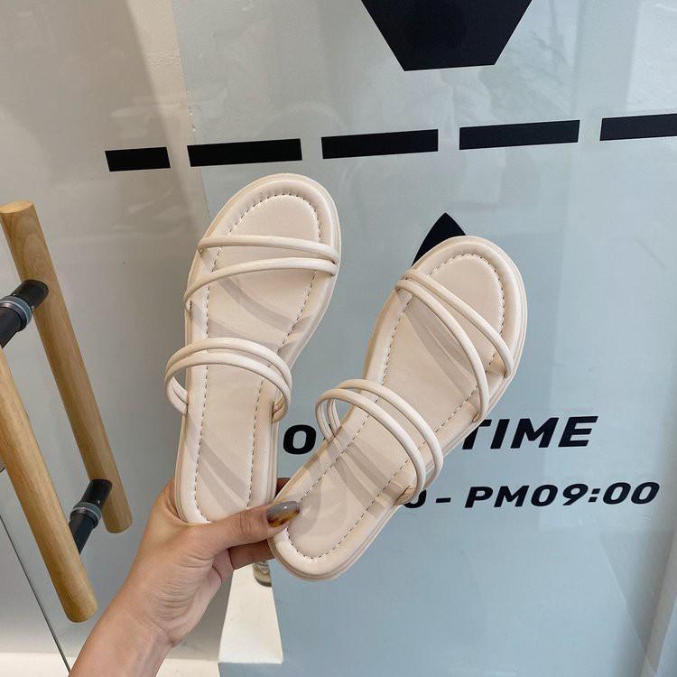 Sandal nữ đế dẻo quai da mềm, đi được 2 kiểu 2 màu Trắng + Đen xinh xắn - Mã S52