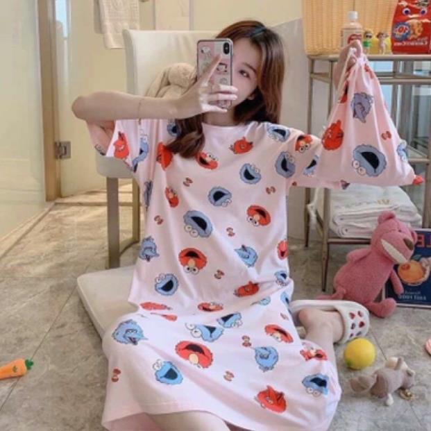 Váy đi ngủ chất cottong nhiều màu hình ngộ nghĩnh