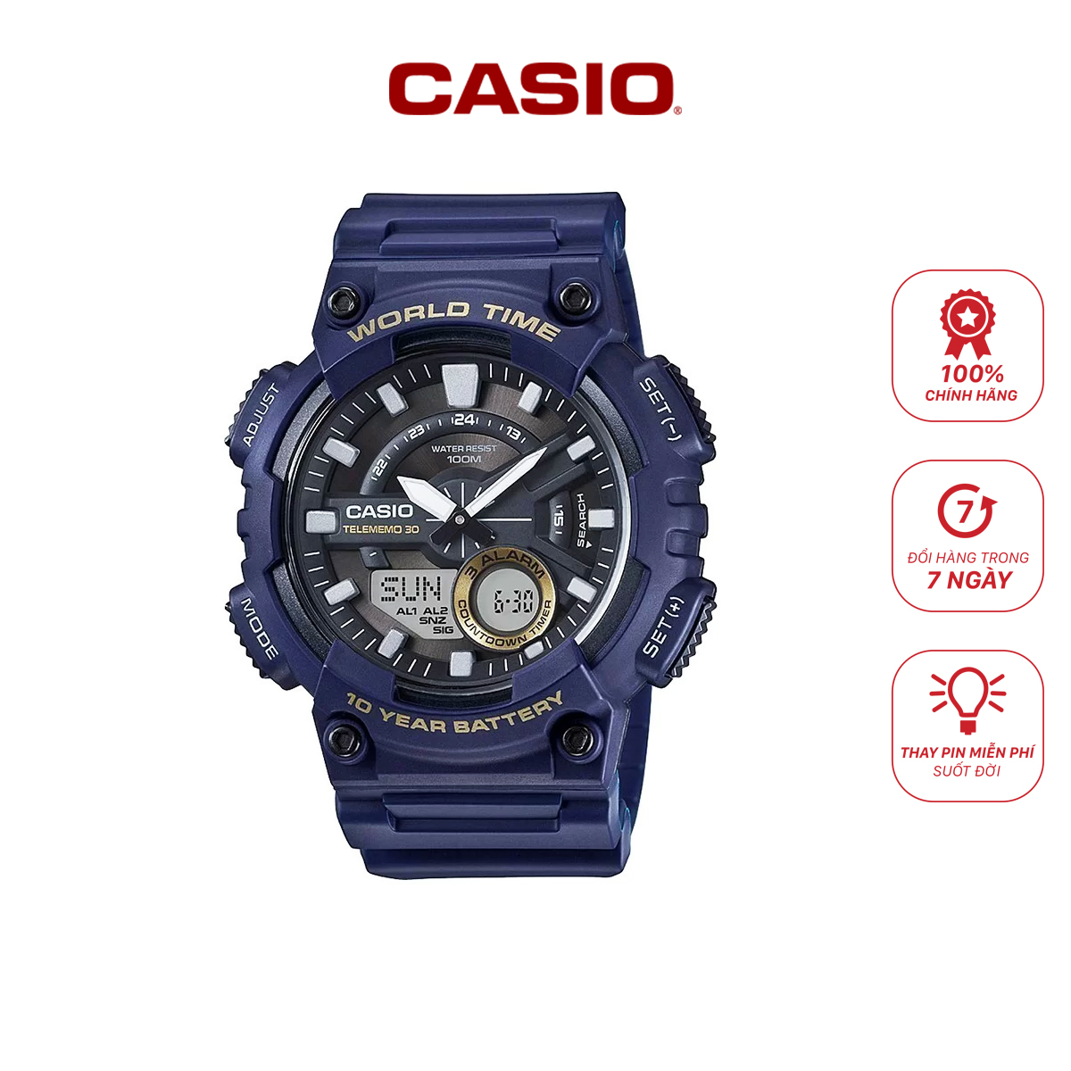 Đồng hồ nam Casio dây cao su AEQ-110W thể thao