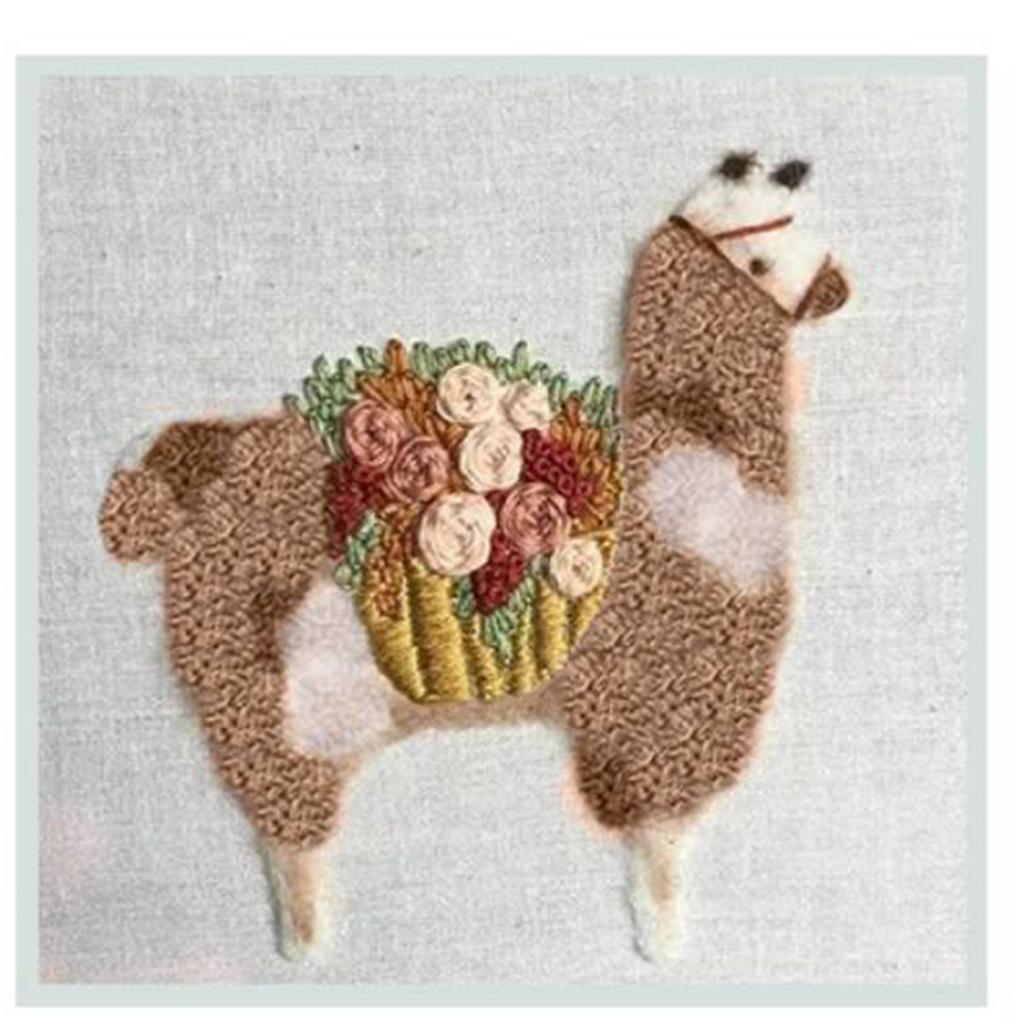 2 Set Embroidery Starter Kit with Pattern Cross Stitch Kits - Cute Alpaca