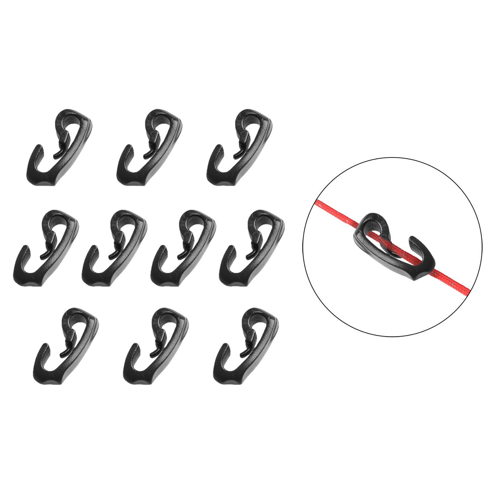 10-Pack Outdoor Camping Tent Hooks, Canopy Windproof Hook, Plastic Shock Cord Clasp Hook for Camping Canopy Backpacking Awning