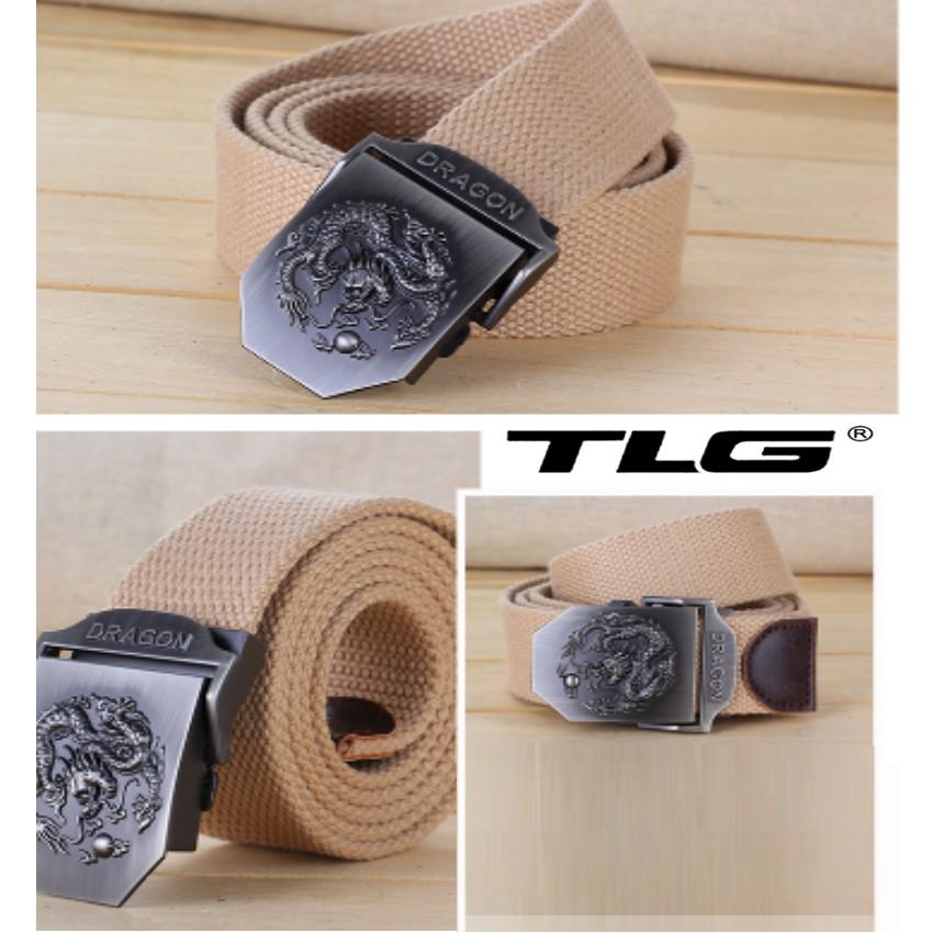 Thắt lưng nam dù chiến thuật đầu rồng Đồ Da Thành Long TL 924 4(kaki) tặng 01 bút bi cao cấp TLG M 410