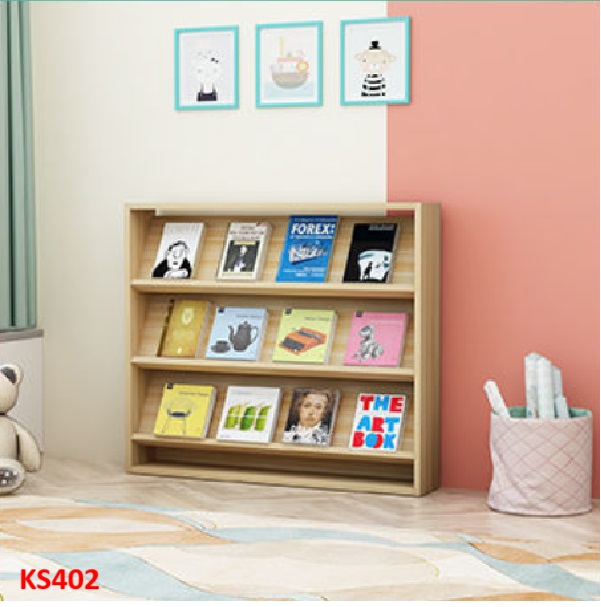 Kệ sách gỗ MDF, Kệ đựng sách báo, Kệ sách ở trường KS402 - NỘI THẤT LẮP RÁP VIENDONGADV