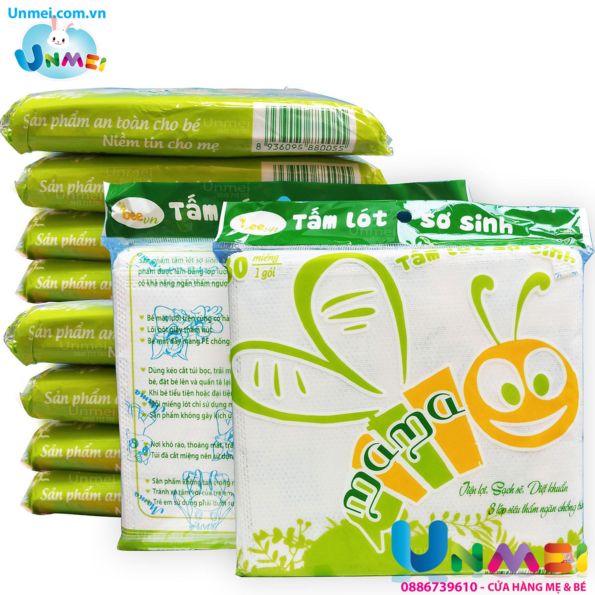Tấm lót phân xu họa tiết vui nhộn sơ sinh cho bé Mama