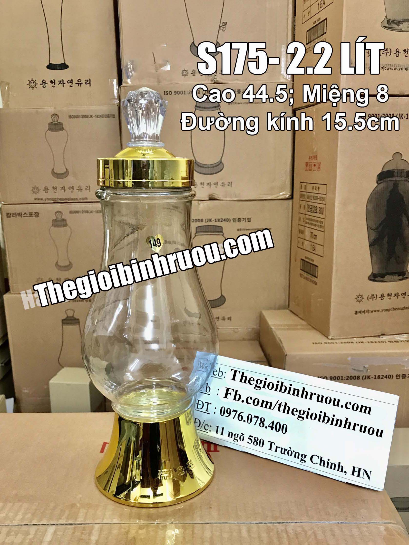 Bình Thủy Tinh Ngâm Rượu Hàn Quốc 2.2L- Bình Dáng Cái Đèn
