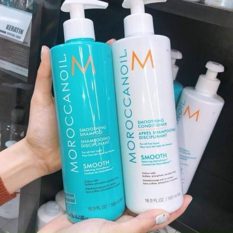 Bộ dầu gội xả suôn mượt Moroccanoil Smooth chuyên tóc thẳng 500ML + Gội xả gói Karseell 15ml