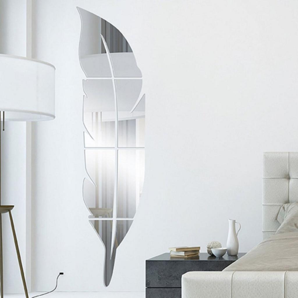 Miếng Dán Tường Hình Lông Vũ 3D Hiệu Ứng Gương