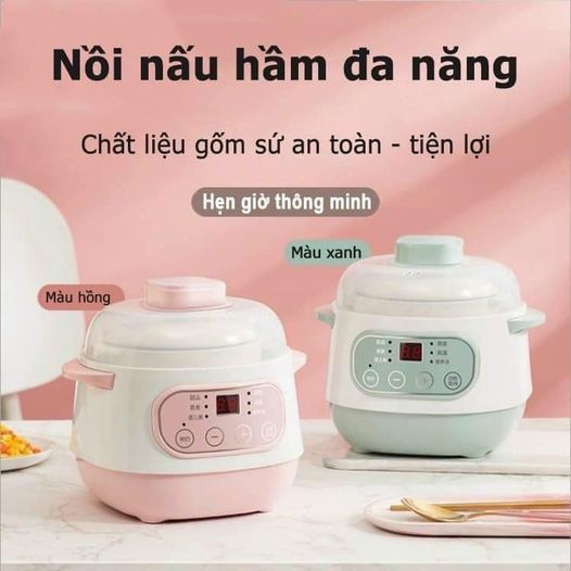 Nồi Hầm Cháo Chậm Cho Bé Ăn Dặm, Nồi Hầm Cách Thuỷ Dung Tích 1L Chất Liệu Thuỷ Tinh Dùng Kho Cá, Chưng Yến Tiện Lợi ASSTAR