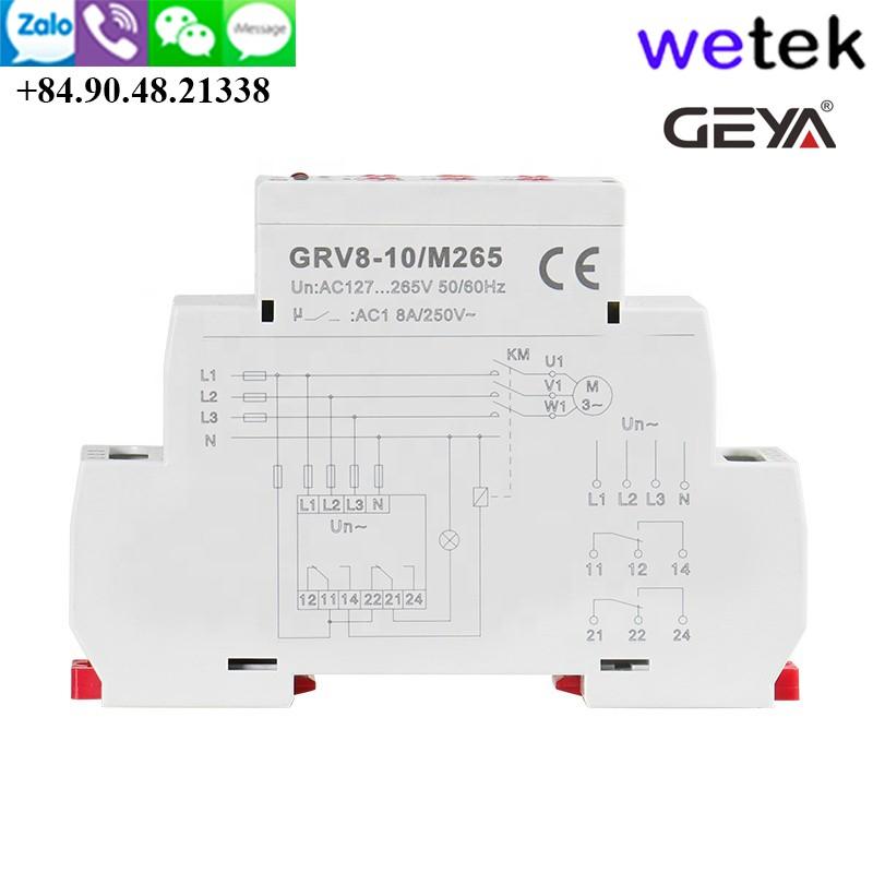 Wetek | Geya GRV8-10 Relay điện áp3 pha, cao thấp áp, mất pha, ngược pha, mất cân bằng pha, 36mm, DIN, cài trễ reset