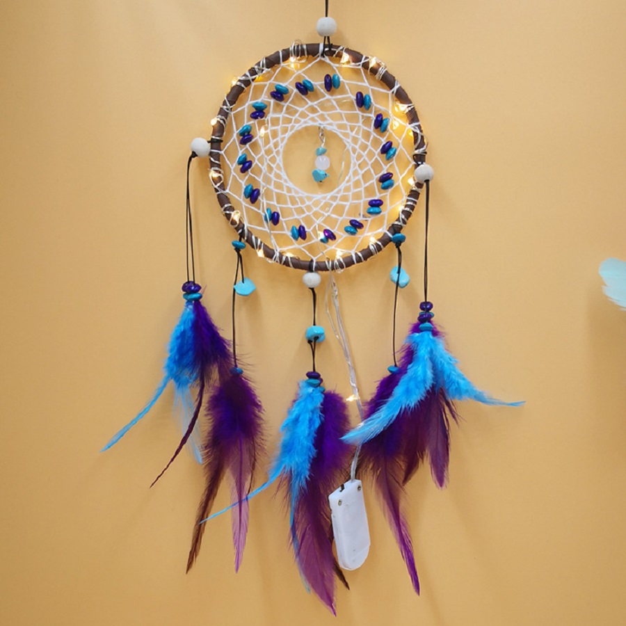 Dreamcatcher lưới giấc mơ ngủ ngon màu tím xanh