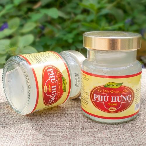 Yến tươi chưng sẵn Vị Đường phèn, Yến Sào Phú Hưng, hộp quà tặng 6 lọ x70ml, không chất bảo quản, yến thật