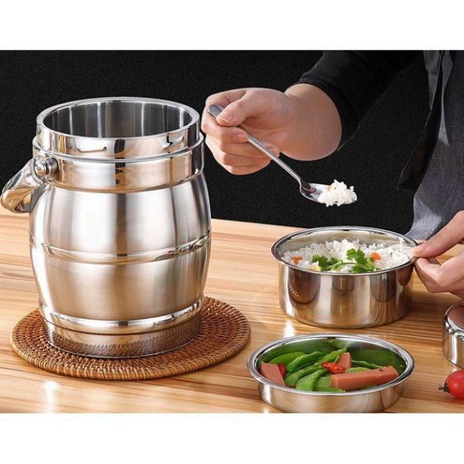 Cặp Lồng Cơm Ruột Inox Cao Cấp 3 Tầng Giữ Nhiệt Tiện Lợi Cho Dân Văn Phòng